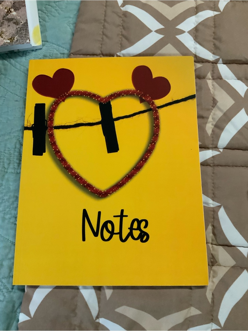 NWOT Yellow Notebook with Red Heart Accents